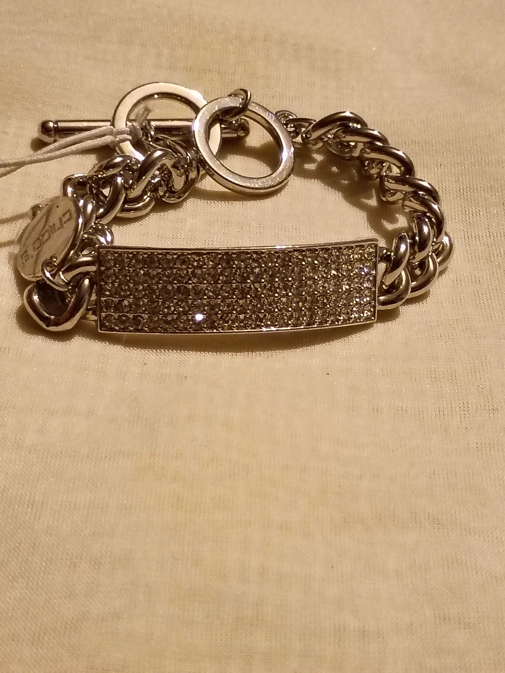 Chico Silver Crystal Pavé Bar Toggle Bracelet